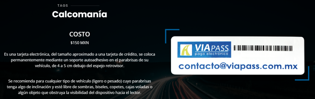 Tag ViaPass Calcomanía