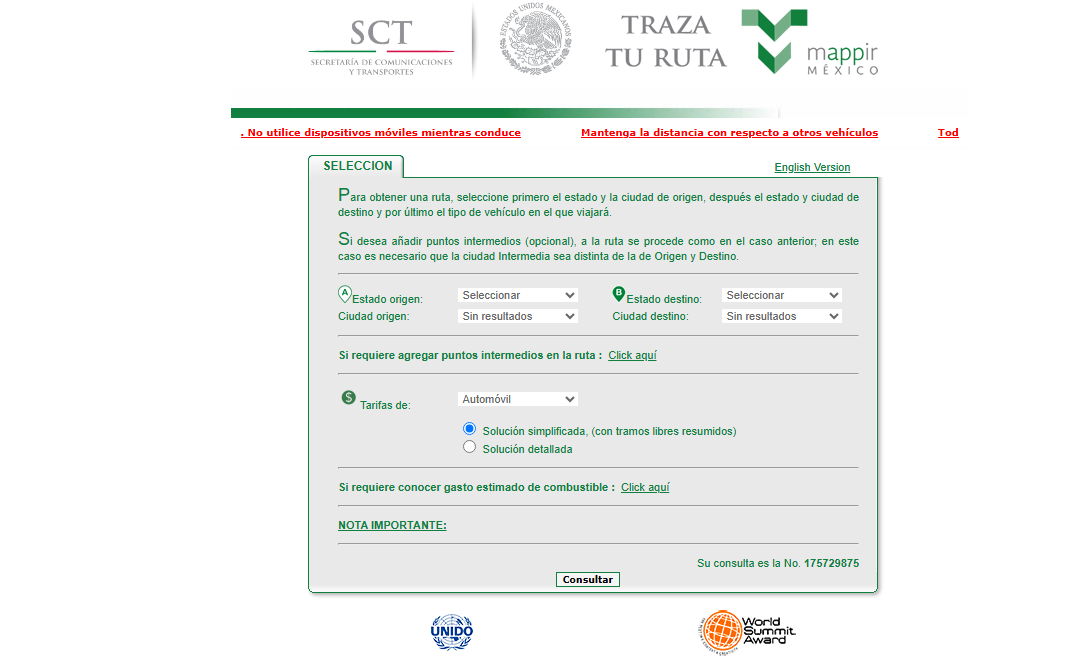 Traza tu ruta Punto a Punto SCT Simpleaje - Peajes y Autopistas de México