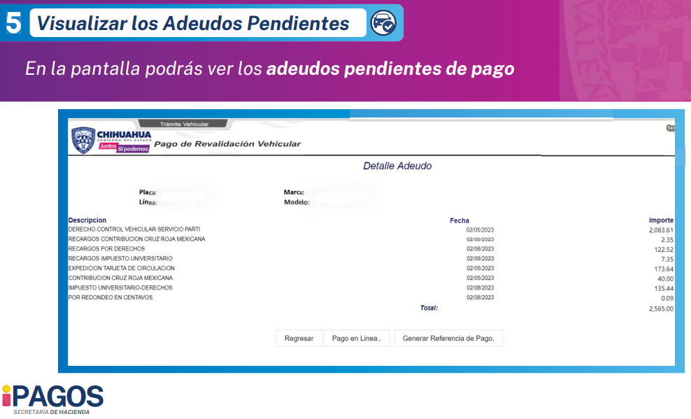 adeudos pendientes Pago de Revalidacion Vehicular chihuahua Simpleaje
