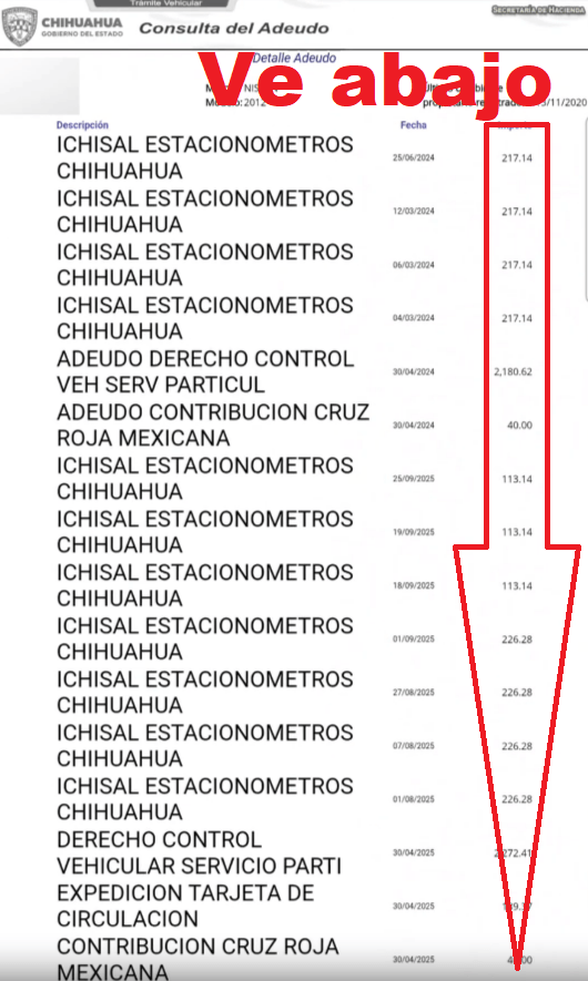 conceptos y cantidades adeudos Chihuahua Simpleaje