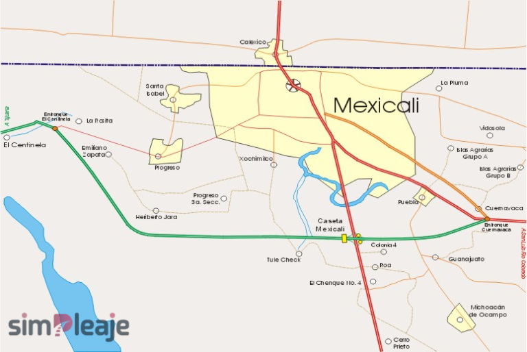 Casetas, gasolina y herramientas para viajar por México 8 Croquis de Libramiento de Mexicali