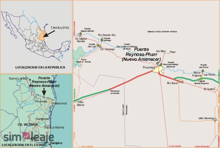 Casetas, gasolina y herramientas para viajar por México 12 Croquis de Puente Reynosa-Pharr