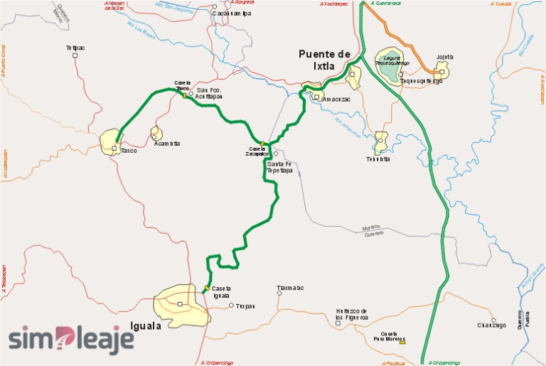 Casetas, gasolina y herramientas para viajar por México 11 Croquis de Puente de Ixtla - Iguala