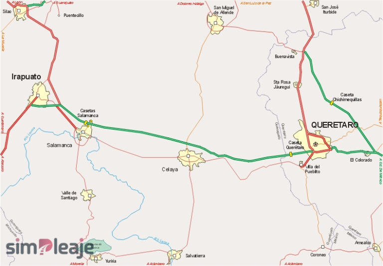 Casetas, gasolina y herramientas para viajar por México 3 Croquis de Querétaro - Irapuato
