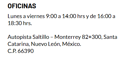 Autopista Saltillo – Monterrey 82+300, Santa Catarina, Nuevo León, México. C.P. 66390
